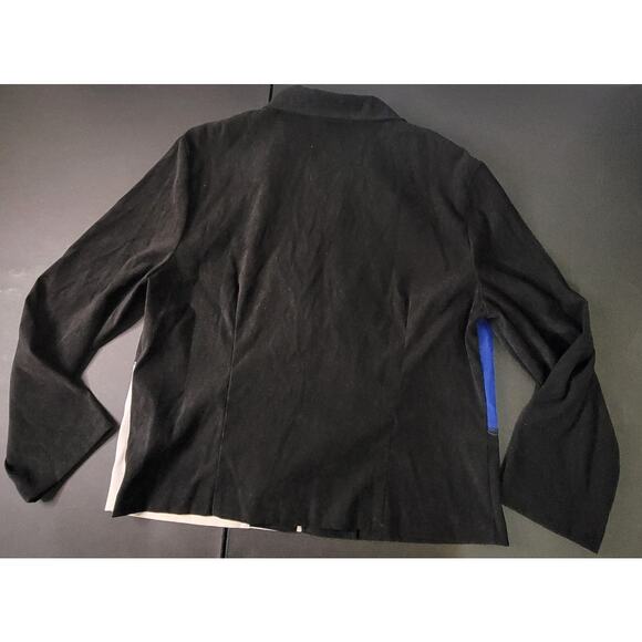 Briggs 12 petite long sleeve blue/black/white color block zip up blazer - Picture 2 of 4